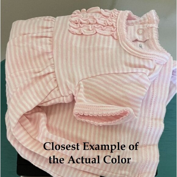 Carters Baby Girl Dress Bodysuit Pink Striped 3M Short Sleeve Ruffle Front - Picture 3 of 8